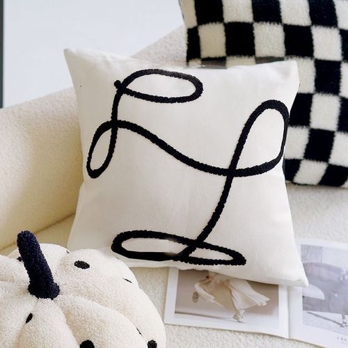 新款北欧风黑白简约抱枕套床上法式名宿客厅沙发靠枕床头靠垫含芯