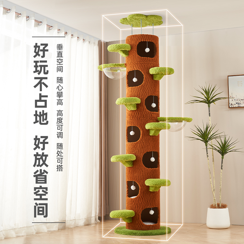 猫爬架通天柱家用不占地免打孔顶天立地猫咪太空舱别墅猫窝树洞