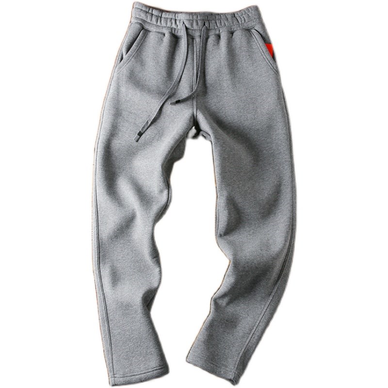 抗寒保暖!秋冬男士时尚百搭加绒加厚宽松羊羔毛直筒休闲裤卫裤男