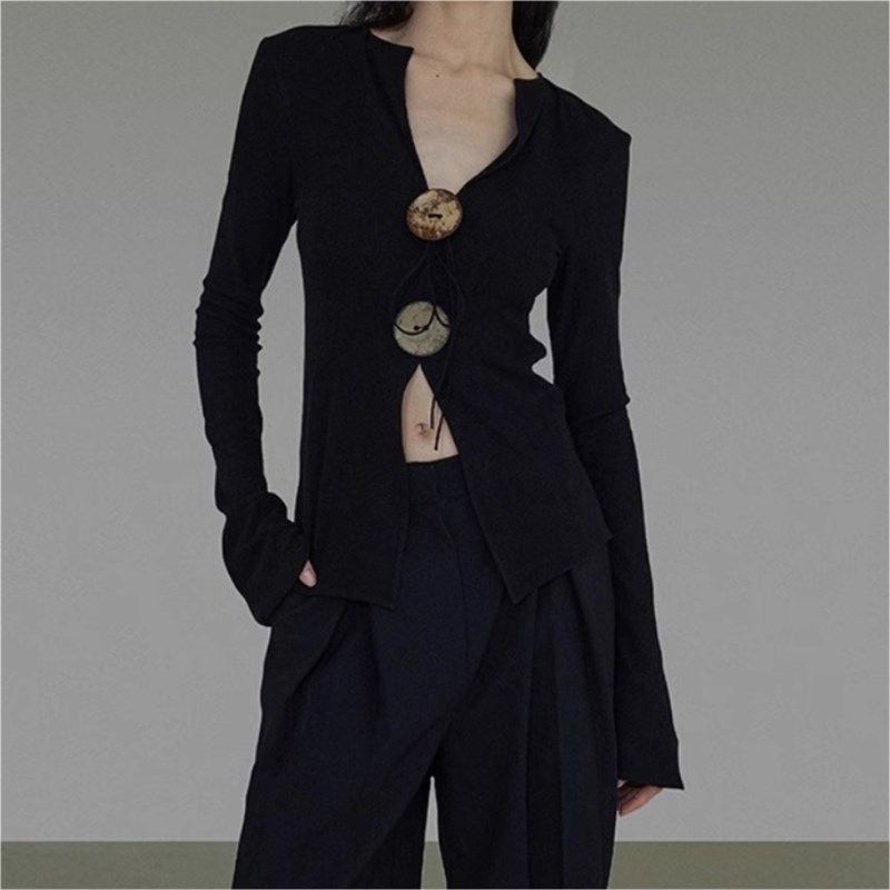 法式复古设计感开叉打底衫女春秋装外穿内搭V领显瘦气质长袖上衣,女装/女士精品,毛针织衫,淘宝优惠券,粉丝福利购,淘宝优惠卷