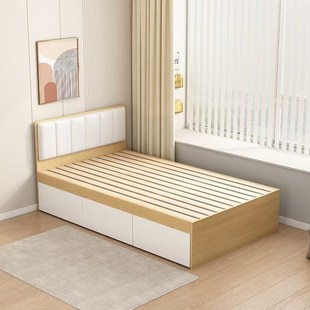 定制储物大抽屉床小户型全拉床箱实木排骨架铺板高箱榻榻米软包床