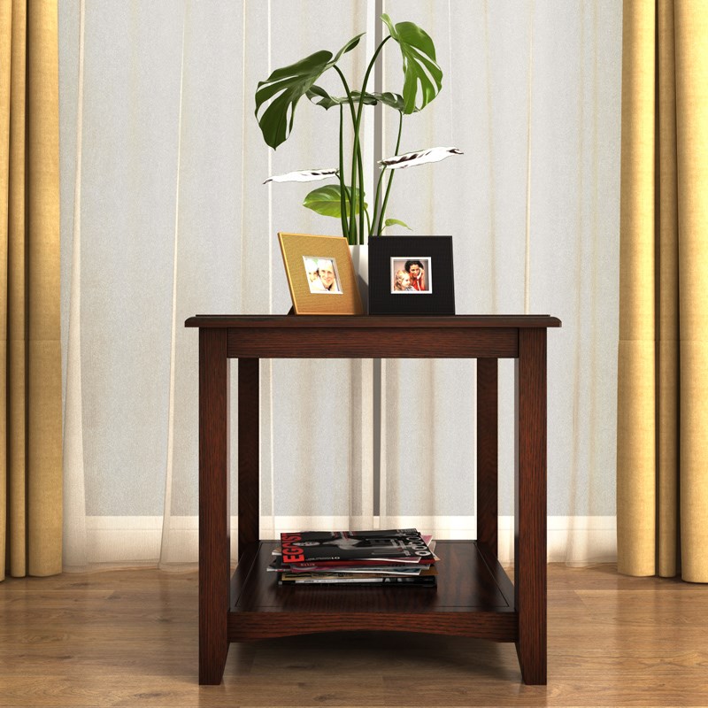 全实木美式乡村小方几复古简约方形茶几欧式带抽屉边几角几咖啡桌