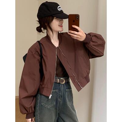 秋装2025新款美式复古棒球服外套女高级感百搭休闲短款夹克上衣潮