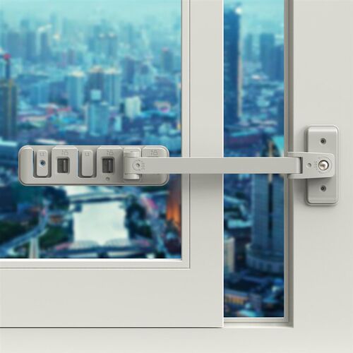 免打孔平开窗户风撑推拉门窗限位固定器儿童防开窗锁扣高层防坠楼
