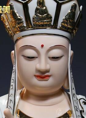 德化陶瓷10至19吋地藏王佛像摆件家用供奉地藏菩萨像有娑婆三圣