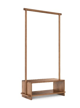 新中式可坐衣架黑胡桃实木落地挂衣架卧室玄关衣帽架可移动家用