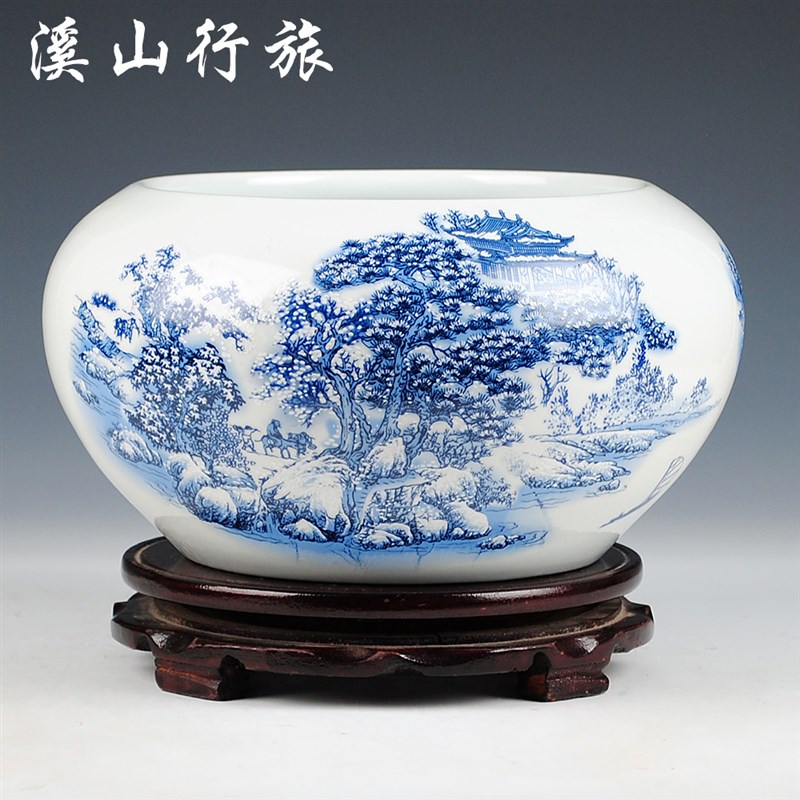 景德镇陶瓷器金鱼缸乌龟缸养睡莲荷花水仙盆栽笔洗家居摆件大号