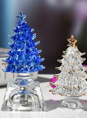 水晶圣诞树摆件圣诞节礼物生日送男女朋友家居客厅装饰绿色平安树