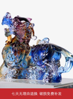 琉璃招财貔貅摆件家居客厅酒柜办公室书房桌面装饰品乔迁开业礼品