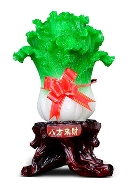 八方来财玉白菜摆件大号工艺品招财金蟾店铺开业送礼乔迁新居礼品