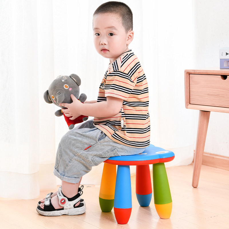 加厚家用儿童矮凳子创意圆脚塑料换鞋小凳子幼儿园卡通可爱小板凳图片