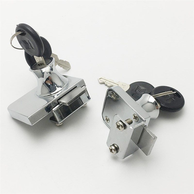 玻璃柜锁双门单门免开孔推拉门移门柜台锁橱窗锁展示柜