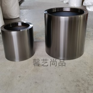 不锈钢花盆 圆形花瓶 简约圆筒落金属玫瑰金园艺花器绿植套盆花钵