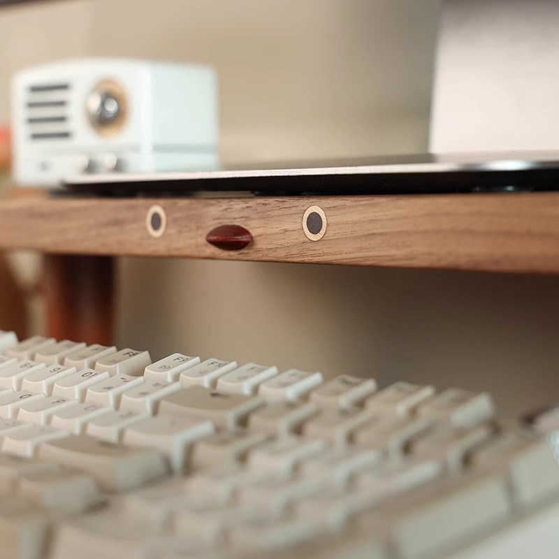 实木置物架显示器增高架办公室电脑支架键盘收纳桌面笔记本支撑架