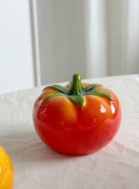 看着就美味出口欧式高颜值手绘陶瓷小番茄造型餐桌少女可爱小摆件