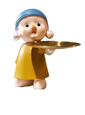 带珍珠耳环少女桌面摆件创意艺术玄关钥匙收纳进门托盘装饰品家居