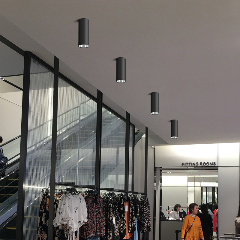 led明装筒灯吸顶灯圆形长筒吊灯办公室健身房店铺商用cob明装射灯