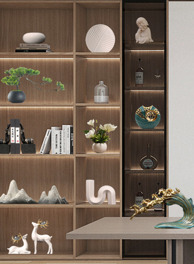 新中式花瓶摆件套装禅意客厅电视柜书柜样板房间餐厅软装家居饰品