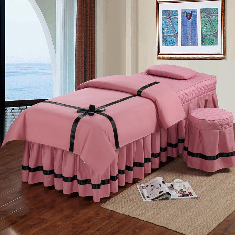 美容床罩四件套非纯棉全棉轻奢按摩美体床套美容院单件被套可定做