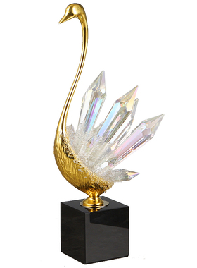 轻奢时尚幻彩水晶天鹅软装饰家居摆件电视柜方几办公台书桌面摆设
