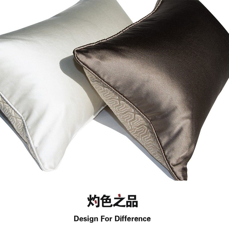 新古典米色几何抱枕靠垫新中式古典床头沙发客厅大靠背靠枕腰枕套