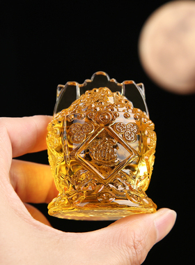 琥珀色水晶一桶金招财进宝家居摆件开业送礼装饰金元宝财神聚宝盆