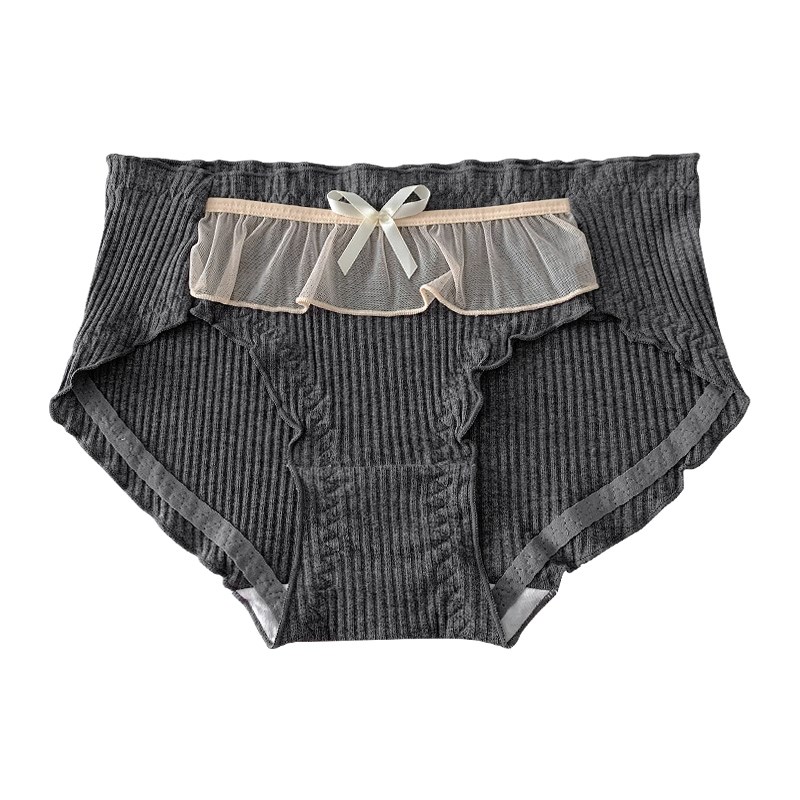 舒芙蕾蛋糕 甜美花边内裤女夏季薄款纯棉裆网纱蝴蝶结低腰三角裤