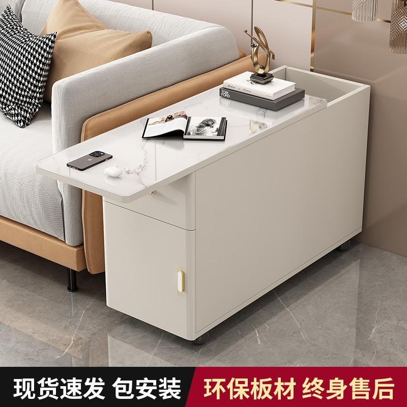 边几轻奢角几客厅储物柜沙发边柜缝隙侧边扶手柜钢化玻璃台面茶几