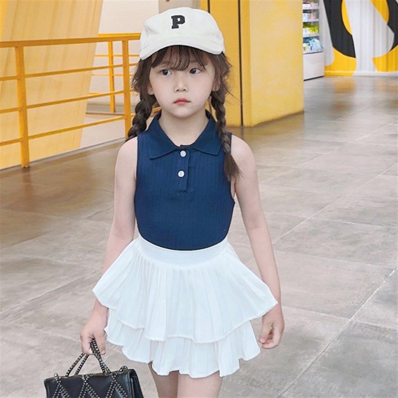 儿童甜美蓬蓬裙半身裙女童百褶蛋糕短裙半裙白色粉色短裙春夏套装