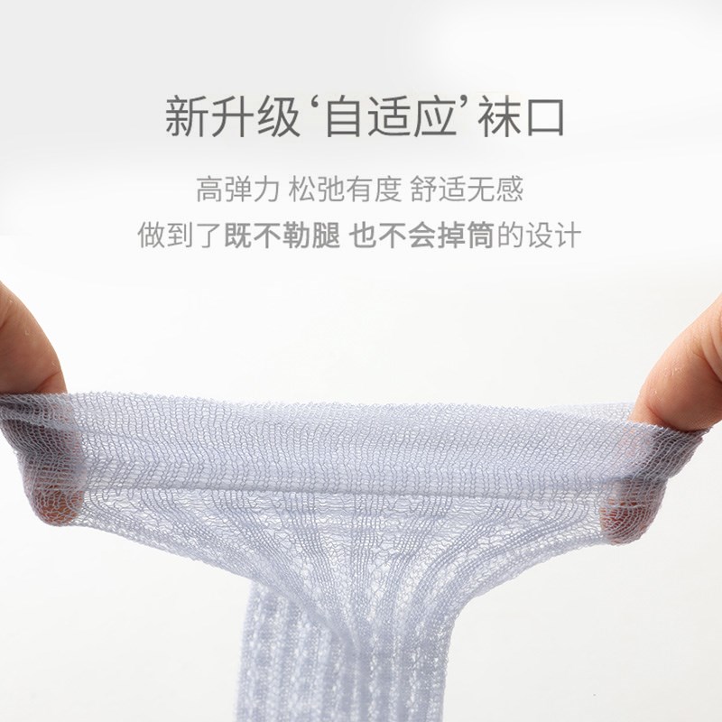 婴儿夏季薄款长筒袜清新风格过膝网眼袜 男女孩通用防蚊透气袜 彼