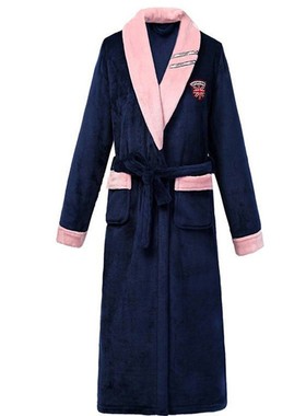 Y.A.F新款法兰绒冬季浴袍情侣一对旅游睡衣珊瑚绒睡袍女秋冬长款