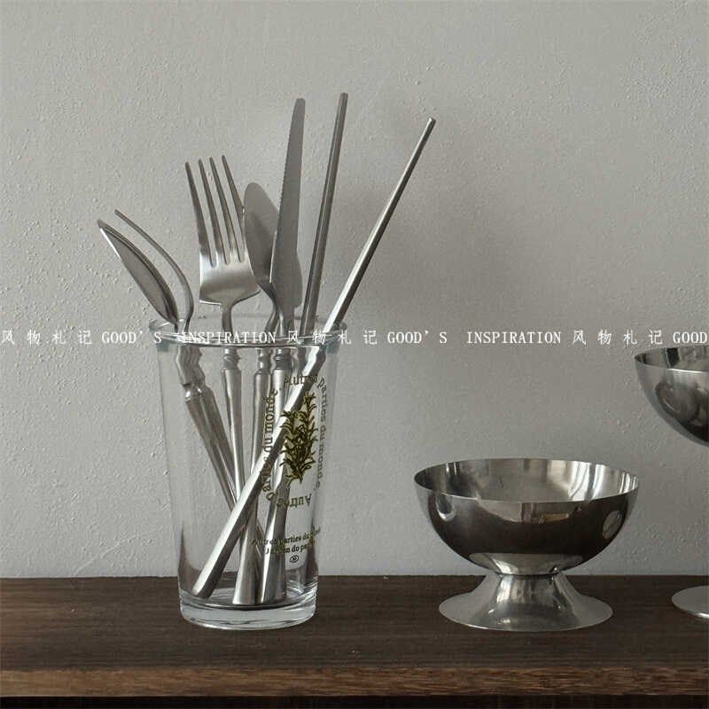 欧式复古磨砂质感西餐刀叉勺甜品勺叉筷子304不锈钢高级感餐具,餐饮具,西餐餐具套装,淘宝优惠券,粉丝福利购,淘宝优惠卷