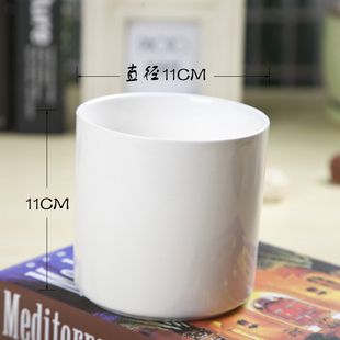 白色瓷盆圆筒控根简易多肉花盆圆柱绿萝盆器陶瓷大直筒型绿萝瓷器