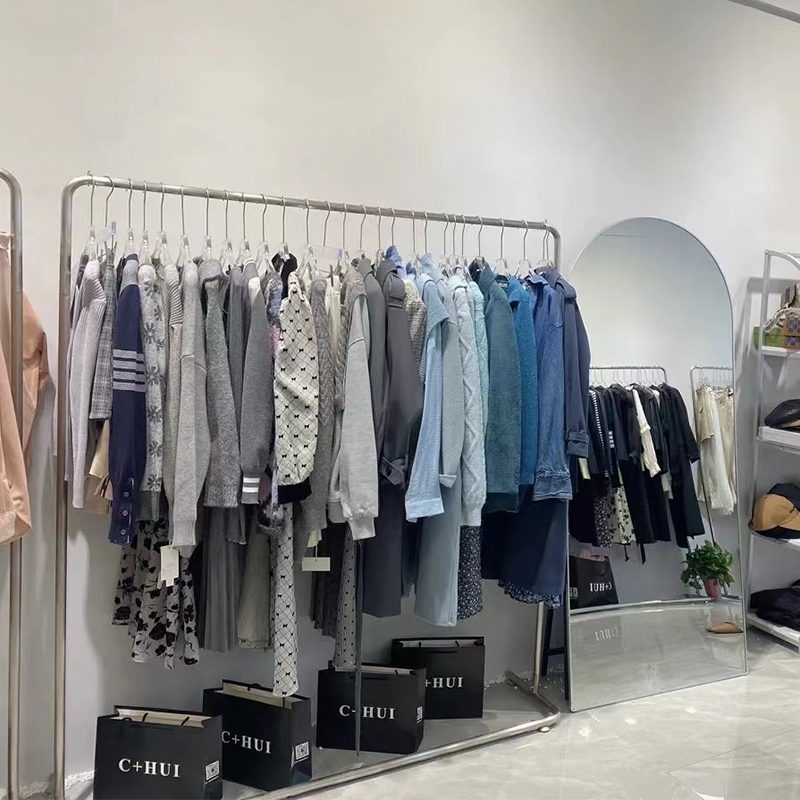 不锈钢服装店衣架展示架落地式女装陈列货架童装中岛架挂衣服杆子