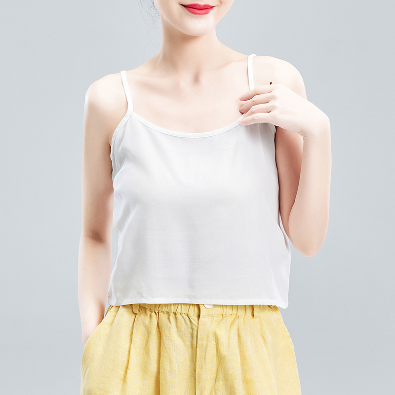 轻奢小吊带女夏2023新款内搭宽松打底家居服上衣白色短款无袖背心