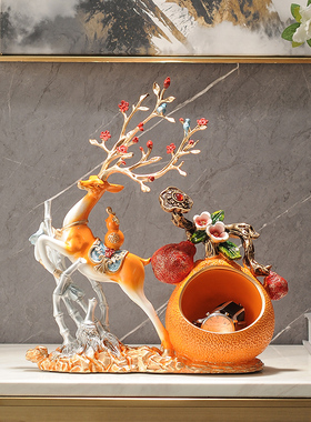 创意招财鹿乔迁家居装饰客厅电视柜玄关搬家礼物流沙画沙漏工艺品