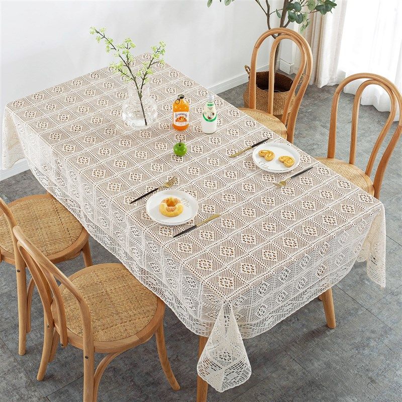 纯棉桌布高档手工蕾丝餐桌布客厅家用长方形茶几布床头电视柜盖巾,居家布艺,桌布,淘宝优惠券,粉丝福利购,淘宝优惠卷
