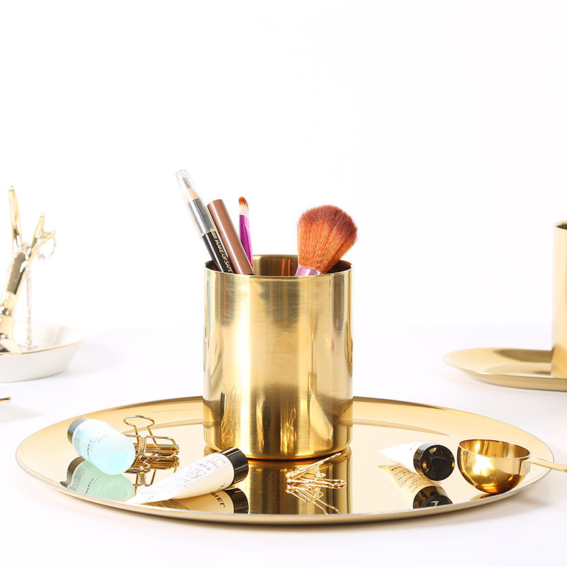 北欧风格金色收纳盘金属托盘 幻彩盘子 家居水果盘装饰盘金色笔筒,餐饮具,盘,淘宝优惠券,粉丝福利购,淘宝优惠卷
