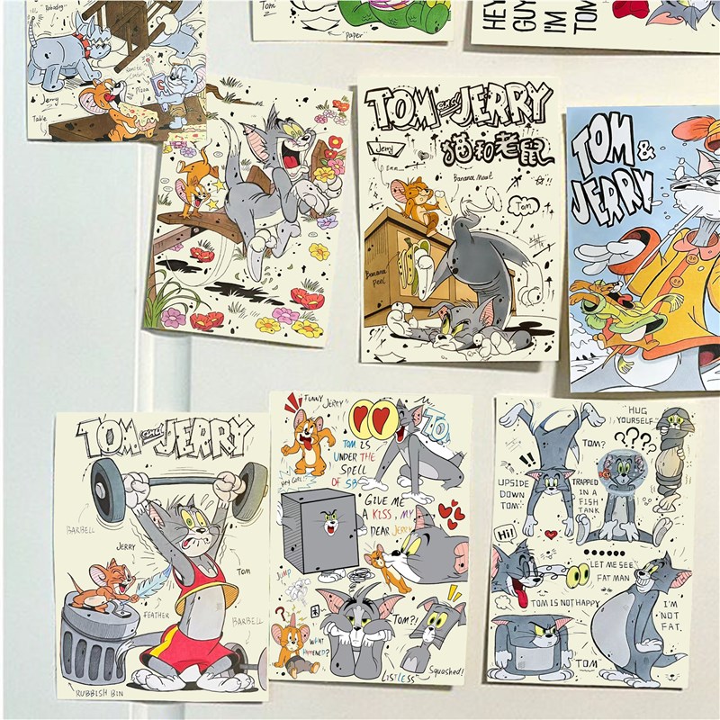 猫和老鼠马克笔手绘墙贴背景墙面装饰海报房间装饰宿舍卡通海报潮