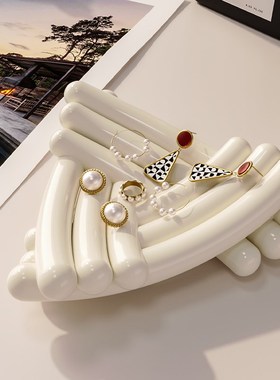 奶油风摆件饰品首饰项链戒指香薰放置托盘卧室拍照装饰道具展示盘