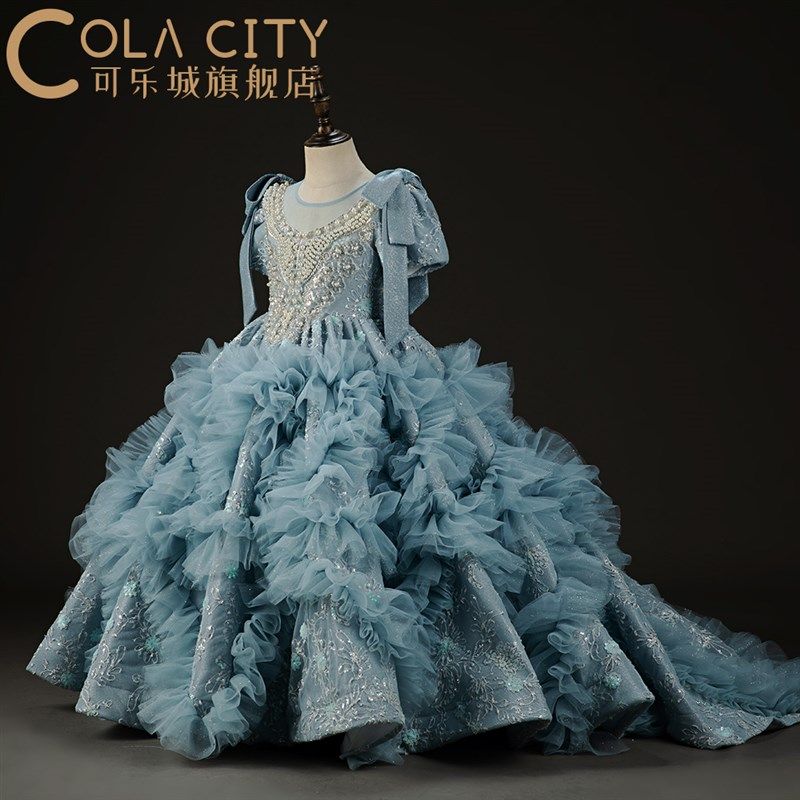 儿童礼服新款女童秋冬公主裙T台模特走秀晚礼服钢琴主持表演出服