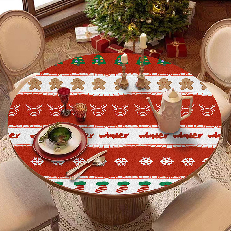 耶诞圆桌垫防水防油免洗餐桌隔热垫喜庆新年皮革壁纸圆形茶几垫,居家布艺,桌布,淘宝优惠券,粉丝福利购,淘宝优惠卷