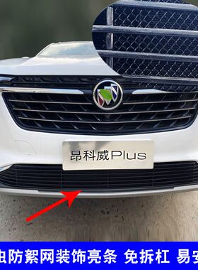 昂科威PLUS中网外观改装防护防虫网用品配件前脸进气格栅装饰亮条
