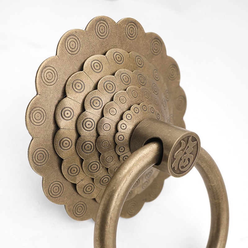 中式门把手黄铜门环拉大门仿古中式古铜把手复古门环老式大门把手