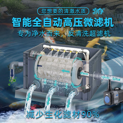 鱼池转鼓微滤机鱼便反冲洗水循环过滤器水产养殖滚筒式过滤设备