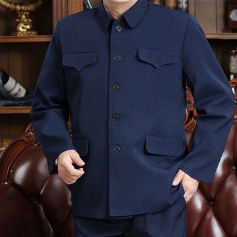 单层薄工地春秋中山装男中老年外套男中山服装爸爸装老人衣服男装,男装,中山装,淘宝优惠券,粉丝福利购,淘宝优惠卷