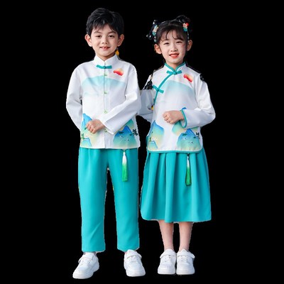汉服男童中国风传统新中式开笔礼女童唐装夏儿童秋季国学服演出服