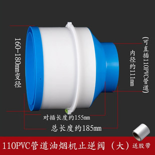 康乔兰科厨房烟道110PVC转160PVC油烟机止逆阀管道止回阀连接180