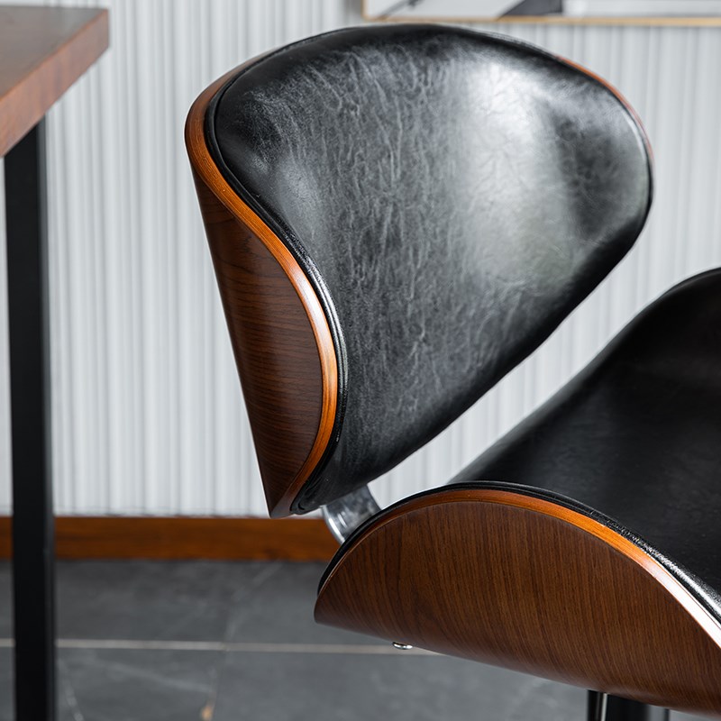 欧式实木升降吧台椅家用靠背轻奢酒吧高脚椅吧凳旋转简约前台椅子