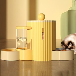 宠物喂食器饮水机自动喂水一体组合猫咪狗狗用大容量食盆不锈钢碗